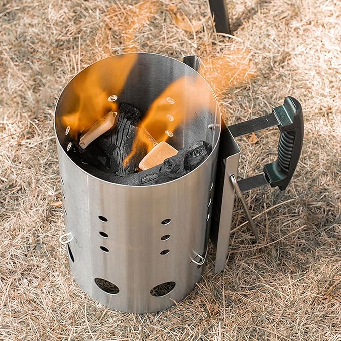 Efficient Charcoal Starter, Stainless Steel Portable Chimney Starter for Barbecue, Camping, Picnic with Lightweight Design