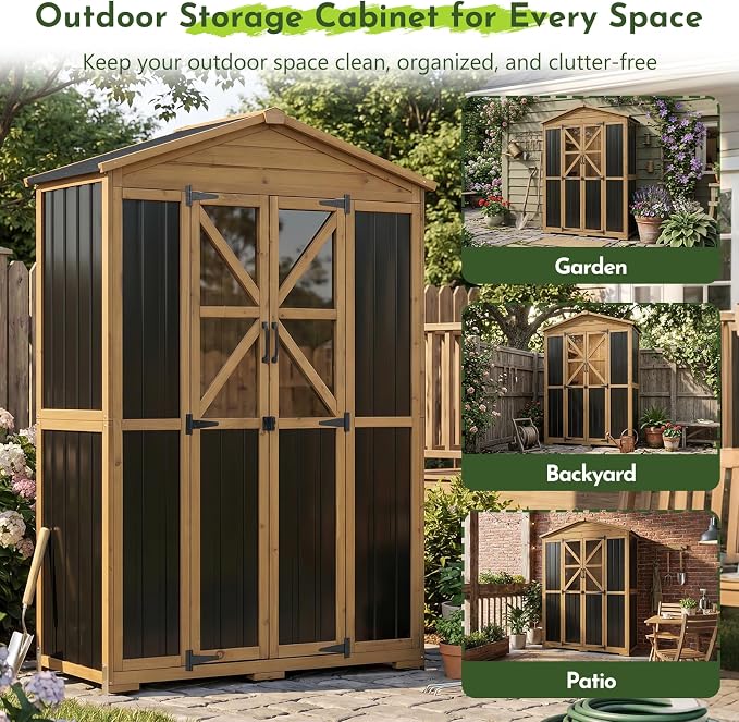 Outdoor Wooden Storage Shed Cabinet - Image 7