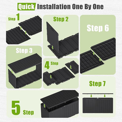 Flamaker Resin Deck Box 100 Gallon Large Outdoor Storage Box Waterproof | - Image 3