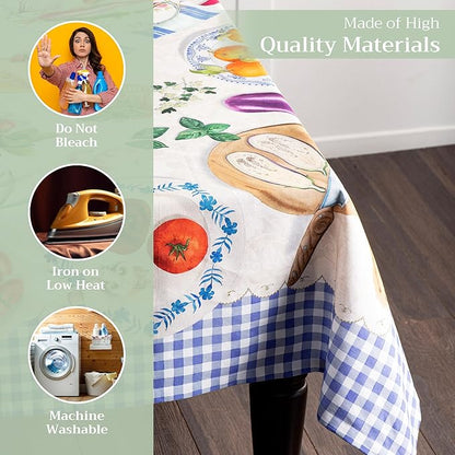 Maison d' Hermine Table Cloth Rectangle Table 100% Cotton 60 x 120 Inches Tablecloth Reusable Decorative Everyday Use for Dining Room, Farmhouse, Home Party, Festive & Wedding Spring Summer - Gourmand