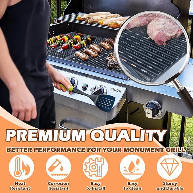 17" Infrared Grill Grates for Charbroil Performance 4 Burner 463365021 463352521 463354021 463365522, Porcelain Steel Emitter Plate for Charbroil Grill Replacement Parts G426-0004-W1 G426-0005-W1