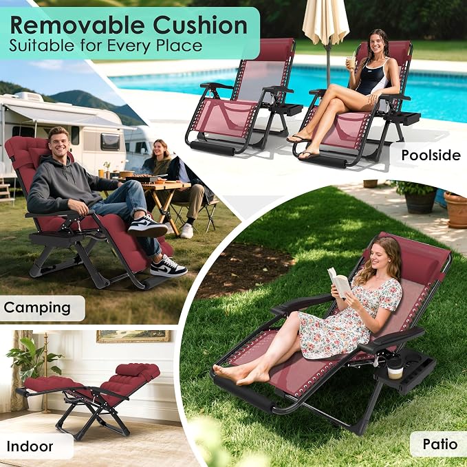 Suteck Oversized Zero Gravity Chair, 500LBS 33" XXL Reclining Lounge Chairs | - Image 3