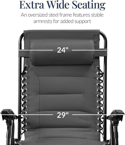 Best Choice Products Oversized Padded Zero Gravity Chair, Folding Outdoor Patio - Image 3