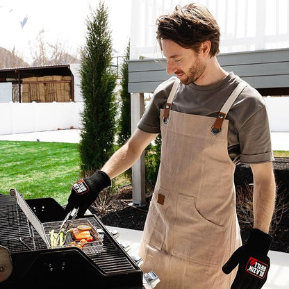 BLAZIN' GRILL Baskets for Outdoor Grill | 2 Grilling Baskets with Detachable Handle | Grill Baskets for Outdoor Grill with BBQ Gloves | Barbecue Grill Set for Vegetables, Seafood & Meat | Fish Grill Basket
