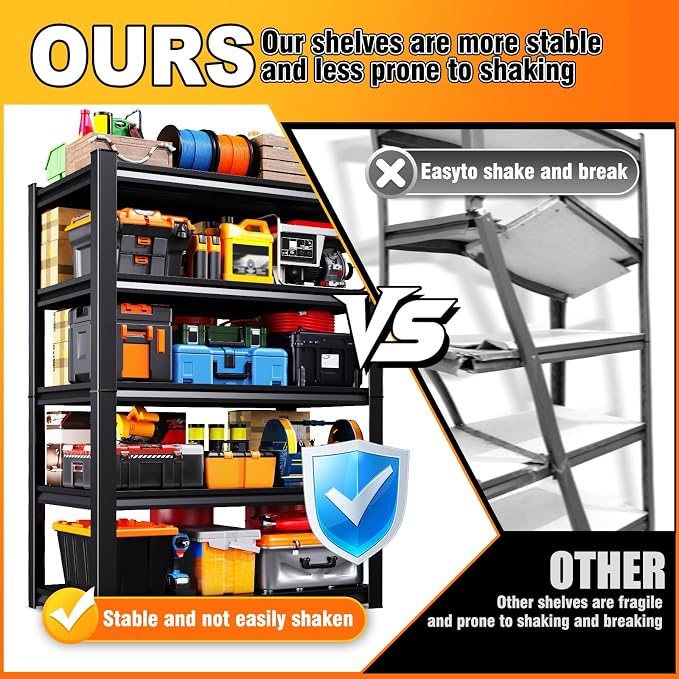 46''W Storage Shelves, Garage Shelving, Adjustable Garage Shelves, Heavy Duty - Image 3