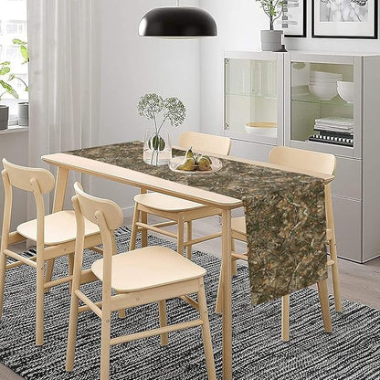 Oak Table Runner, Forest Green Camouflage Design Table Runner for Dining Kitchen Outdoor Camping Holida 13x36in