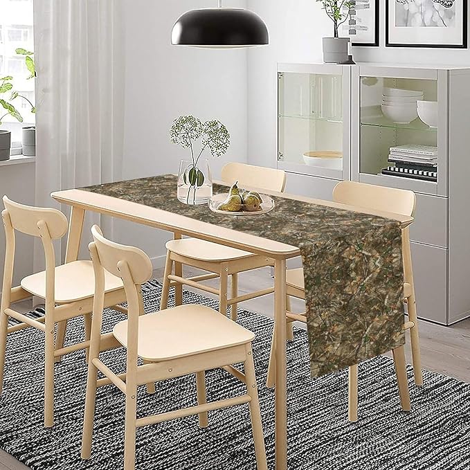 Oak Table Runner, Forest Green Camouflage Design Table Runner for Dining Kitchen Outdoor Camping Holida 13x70in