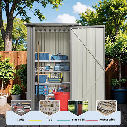Devoko 3x3 FT Outdoor Storage Shed, Small Garden Tool Shed - Image 6