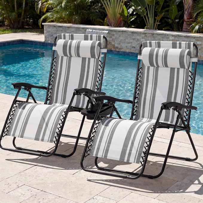 Best Choice Products Set of 2 Extra Wide Adjustable Steel Mesh Zero Gravity - Image 2