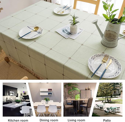 Pahajim Rustic Linen Tablecloth Cotton Rectangle Table Cloth for Kitchen Dining with Tassel Plaid Waterproof Tablecloths Rectangle/Oblong,55''x71'',4-6 Seats