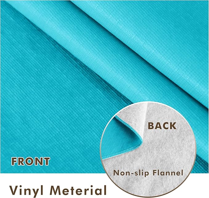 Nasitos 2 Pack Vinyl Tablecloth - Round 60 Inch, Plastic Teal Table Cloths with Flannel Backing, Stain Resistant, Decorative Fabric Tablecloths for Dining Table, Buffet Parties and Camping
