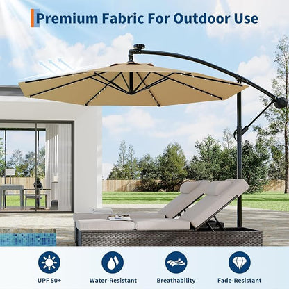 Garvee 10FT Solar Lights Offset Patio Umbrella - Image 8