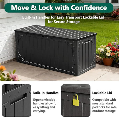 Outdoor Storage Box, 98 Gallon Deck Box, Outdoor Storage Bench, Waterproof - Image 6