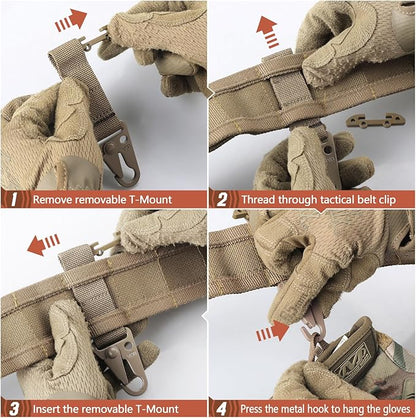 LIVANS Molle Belt Clip Key Holder Tactical Battle Belt Plate Carrier Vest Attachment Clip for Hanging Keys or Gloves, Universal Fit Molle Accessories Clip |T-Mount Clash Hook, Include Z-Buckle