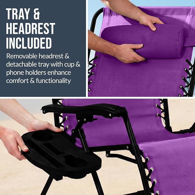 Best Choice Products Set of 2 Extra Wide Adjustable Steel Mesh Zero Gravity - Image 8
