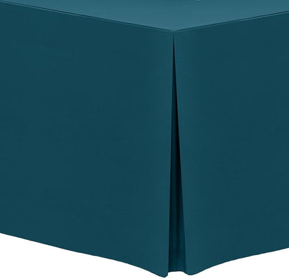 Ultimate Textile -2 Pack- 5 ft. Fitted Polyester Tablecloth - Fits 30 x 60-Inch Banquet and Folding Rectangular Tables - 42" H, Lagoon Blue