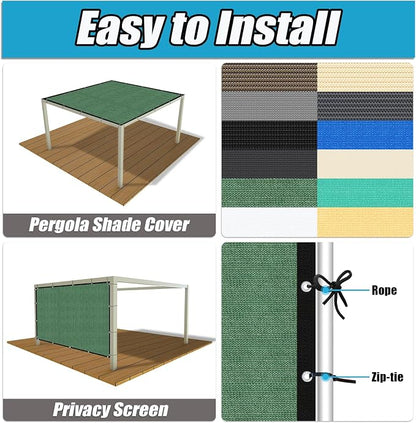 Amagenix 90% Pergola Shade Cover 12' X 24' Sun Shade Cloth - Image 4
