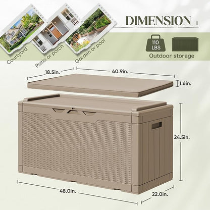 Greesum 100 Gallon Resin Deck Box Outdoor Storage - Image 7