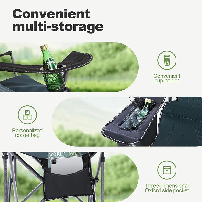 LET'S CAMP Folding Camping Chair Oversized Heavy Duty Padded Outdoor Chair | - Image 6