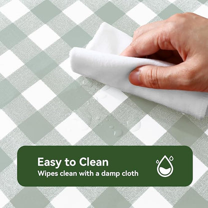 Romanstile Rectangle Vinyl Tablecloth, 100% Waterproof Checkered Plastic Table Cloth, Heavy Duty Buffalo Gingham Table Cover for Dining, Camping, Picnic, Outdoor - 54 x 120 Inch, Light Grey