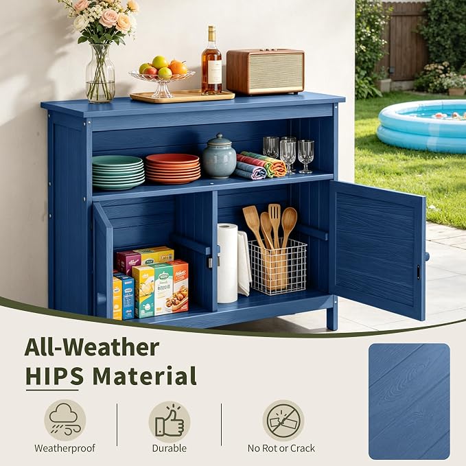 HIPS All-Weather Outdoor Storage Cabinet, Outdoor Sideboard - Image 3