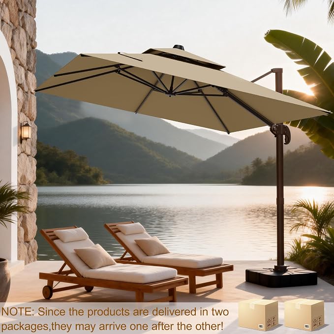 10x10Ft Patio Umbrella Outdoor Cantilever Rectangle Umbrella - Image 6