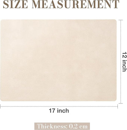 Roxifina Faux Leather Placemats Set of 8 - Vinyl Placemats Wipeable Waterproof Oil-Proof PU Place Mats Heat Resistant Reversible Table Mats for Dining, Kitchen, Outdoor, 12 x 17 Inch (Beige)