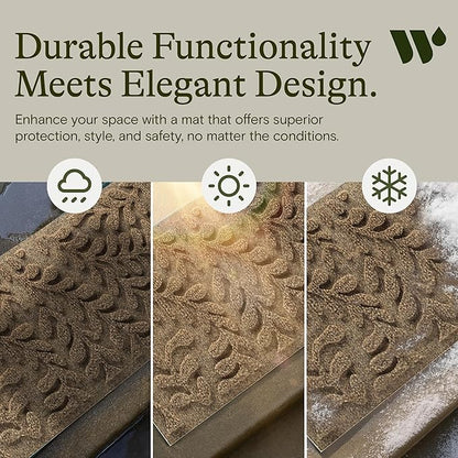 Bungalow Flooring Waterhog Stair Treads (Set of 4) – 8 1/2 x 30 Inches, Durable,Water-Trapping, Indoor/Outdoor Floor Covering, Boxwood Collection – Made in USA, Khaki/Camel