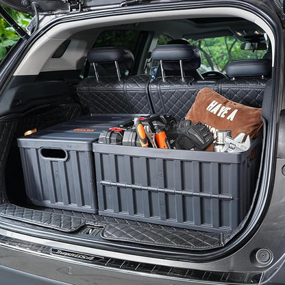 VEVOR 65L Collapsible Storage Bins with Lids 3 Packs, Stackable Utility Crates with Handles, Large Folding Containers for Organizing Tools, Books, Food, Drinks, Camping&Transport
