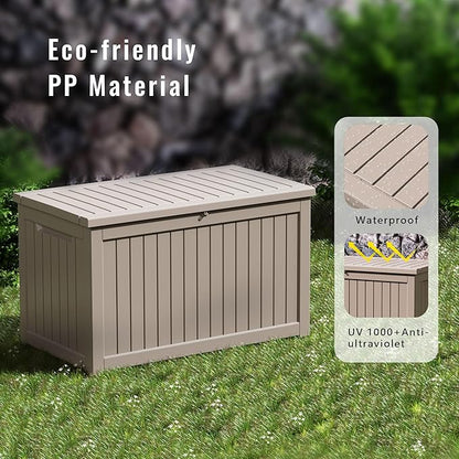 230 Gallon Outdoor Storage Box – Resin Deck Box with Lockable Lid, Waterproof Patio Furniture Storage for Tools, Garden & Yard Organization