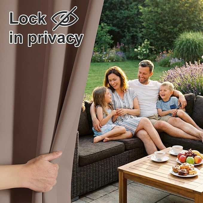 RYB HOME Extra Wide Outdoor Curtains 2 Panels or Patio Waterproof | Blackout - Image 6