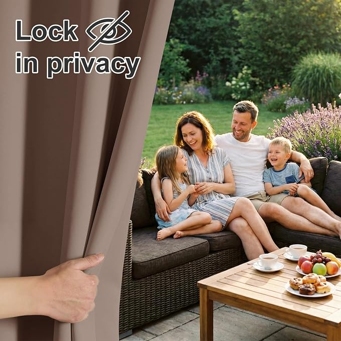 RYB HOME Outdoor Curtains for Patio Waterproof Blackout Thermal Insulated | - Image 3