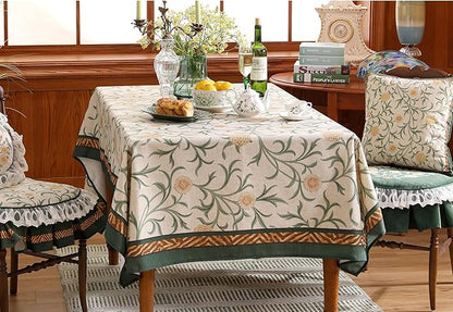patdrea Designer French Linen Table Cloth for Rectangle Table,Vintage Fall Decorative Tablecloth,Floral Decoration Cover for Kitchen Dining Christmas,Tea Party,Thanksgiving,63"x87"-Littledaisy