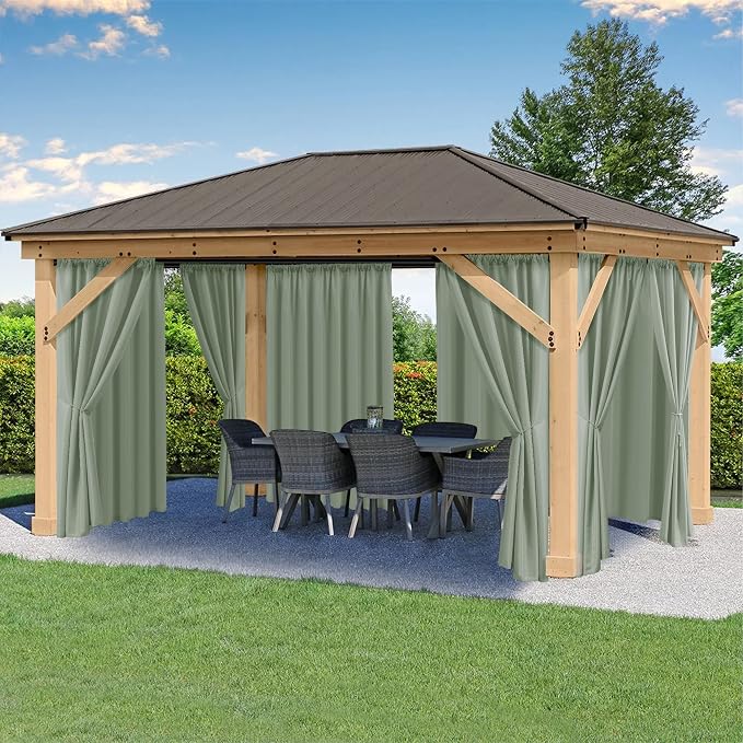 Outdoor Curtains for Patio Waterproof Rod Pocket 6 Pcs 54x95 Sage Green | by HolidayIdeas