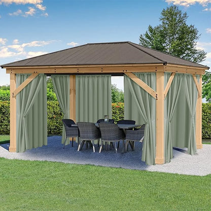 Outdoor Patio Curtains Waterproof with Rod Pocket 6 Pcs 54x84 Inch- Protect Privacy & Weatherproof Balcony Outdoor Curtains for Apartments,Porch, Pergola, Sliding Glass Door, Sage Green