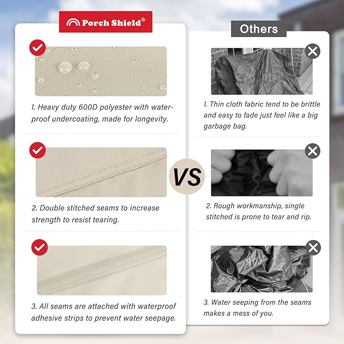 Porch Shield Fire Pit Cover - Waterproof 600D Heavy Duty Fade Resistant Round Patio Fire Bowl Cover Beige - 28 inch