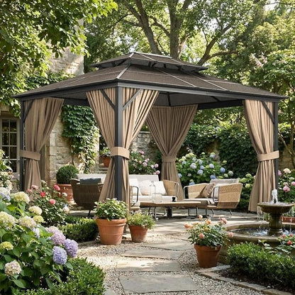 GAOMON 10x12ft Gazebo, Hardtop Outdoor Canopy Aluminum Frame Permanent Gazebo - Image 7