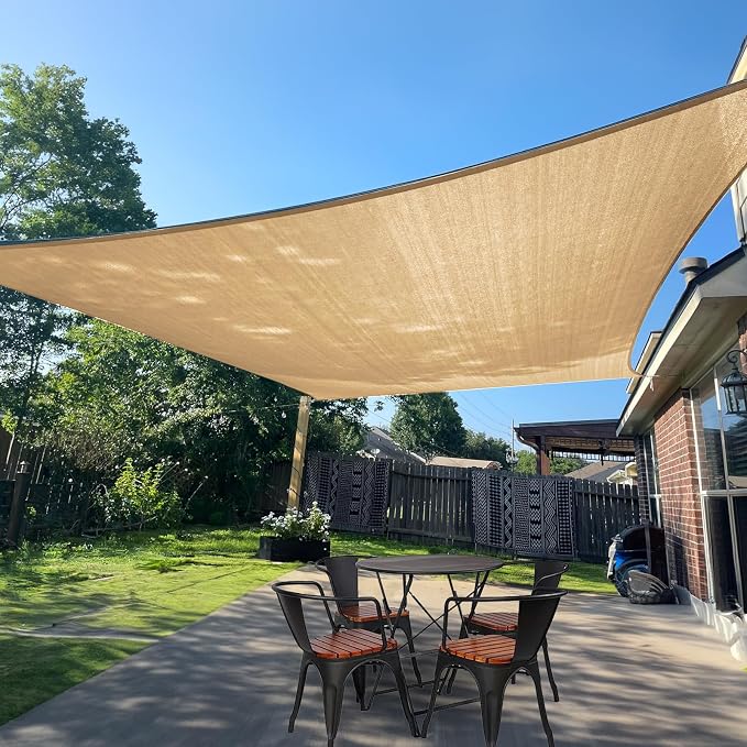 Sun Shade Sail 12' x 16' Sand Rectangle UV Block Shade Cover | Outdoor sun by SUNLAX
