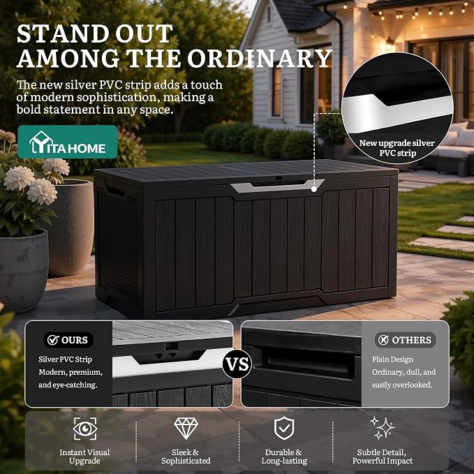 YITAHOME 100 Gallon Large Outdoor Storage Box | Water Resistant Resin Deck Box - Image 3