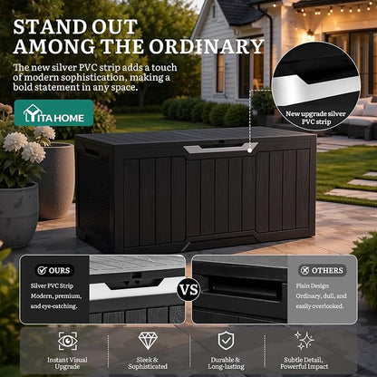 YITAHOME 100 Gallon Large Outdoor Storage Box | Water Resistant Resin Deck Box - Image 3