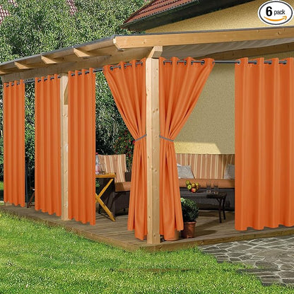 Outdoor Curtains for Patio Waterproof 6 Pcs 54x84 Inch Mecca Orange | Outsides by HolidayIdeas