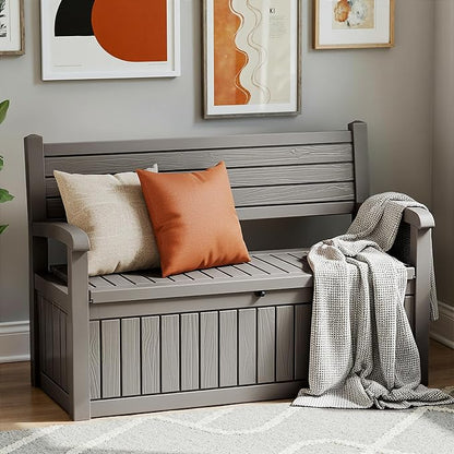 80 Gallon Outdoor Storage Bench, Waterproof Resin Deck Box - Image 9