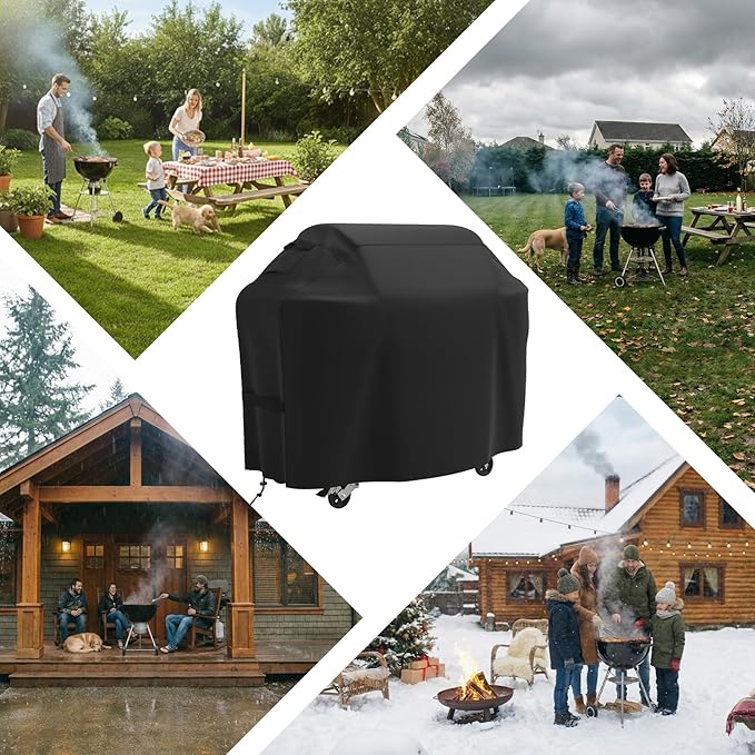 Grill Cover, BBQ Grill Covers for Outside 60 inch with Adjustable Straps, Waterproof & Weatherproof Protection, Heavy Duty Oxford Fabric for Weber, Genesis, Charbroil, etc