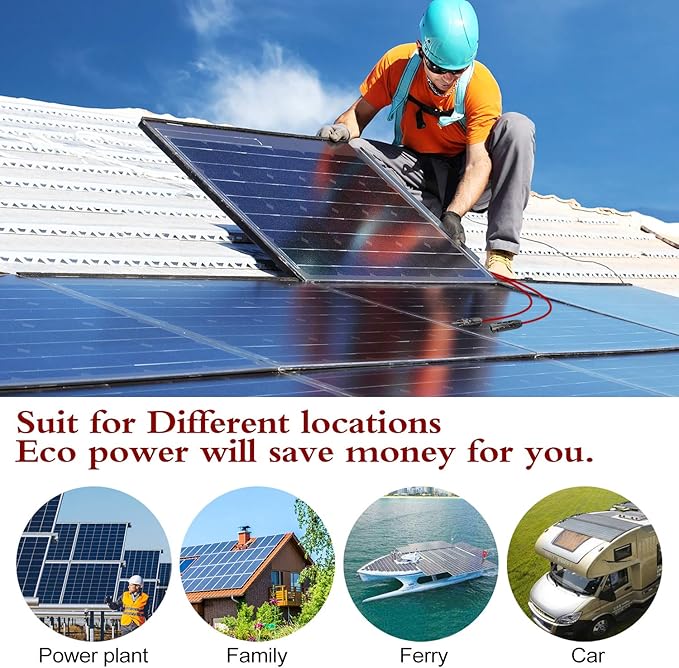 30 Feet 10AWG Solar Extension Cable with Female and Male Connector, Twin Wire Solar Panel Wire Adapter for Home, Shop and RV Solar Panels (30FT Red + 30FT Black)