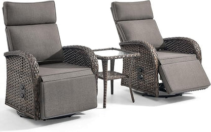 3 Pieces Zero Gravity Patio Swivel Recliner Chairs Set of 2 - Image 7
