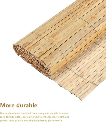 Bamboo Privacy Fence Roll 6ft x 13ft, Natural Bamboo Slat Screening Panels for Outdoor Garden, Yard, Patio, Balcony Privacy Screen