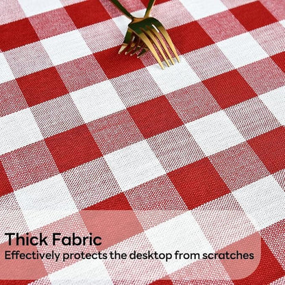 Gingham Table Cloth for Rectangle Tables red Checkered Plaid Tablecloth Heavy Duty Cotton Blend Washable & Wrinkle Table Cover for Outdoor Kitchen Dining Picnic Camping (60x84 Inch)