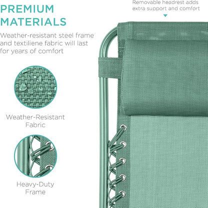 Best Choice Products Set of 2 Adjustable Steel Mesh Zero Gravity Lounge Chair - Image 7