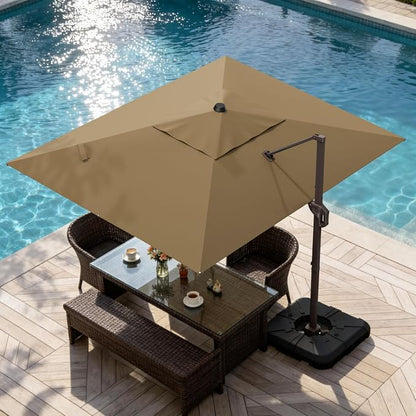 9' X 12' Cantilever Patio Umbrella Rectangle Outdoor Umbrella, 6-Level Tilt & - Image 9