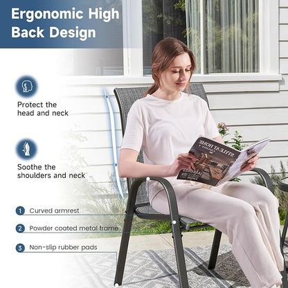 Amopatio Patio Chairs Set of 6, Outdoor Stackable Dining Chairs - Image 5